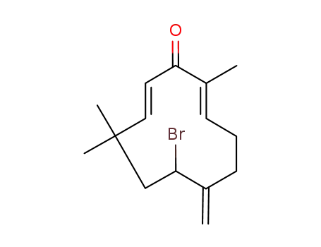 Molecular Structure of 909281-07-8 ((2E,10E)-7-bromo-2,9,9-trimethyl-6-methylidenecycloundeca-2,10-dien-1-one)