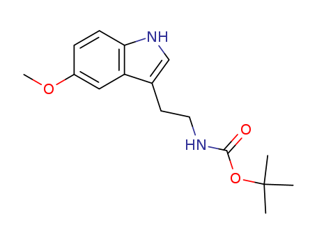 5-methoxy-N'-Boc-tryptamine, 3-[2-[(tert-butyloxycarbonyl)amino]ethyl]-5-methoxy-1H-indole, tert-butyl (2-(5-methoxy-1H-indol-3-yl)ethyl)carbamate, 3-[2-(tert-butyloxycarbonylamino)ethyl]-5-methoxy-1H