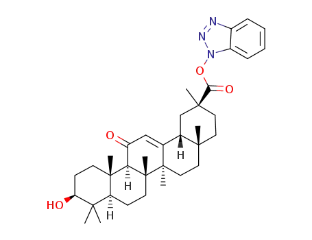Molecular Structure of 1612838-71-7 (1H‐benzo[d][1,2,3]triazol‐1‐yl‐3β‐hydroxy‐11‐oxo‐olean‐12‐en‐30‐oate)