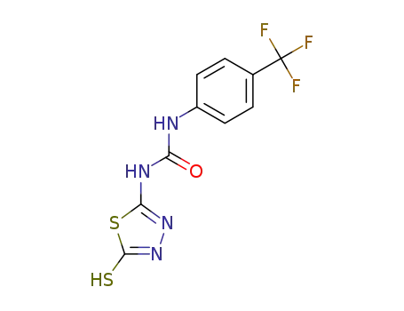 Molecular Structure of 1370256-57-7 (1-(5-mercapto-[1,3,4]thiadiazol-2-yl)-3-[4-(trifluoromethyl)phenyl]urea)