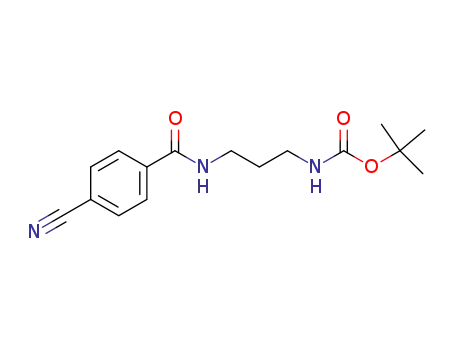 Molecular Structure of 220470-20-2 ([3-(4-cyanobenzoylamino)propyl]carbamic acid tert-butyl ester)