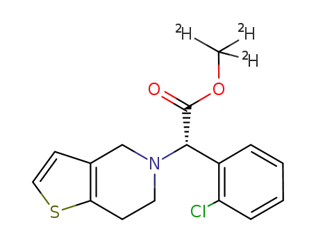 Molecular Structure of 1093351-48-4 ((S)-2-(2-chlorophenyl)-2-(6,7-dihydrothieno[3,2-c]pyridine-5(4H)-yl)acetic acid methyl ester-d3)