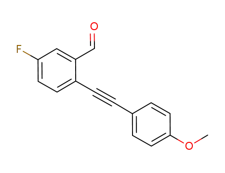 Molecular Structure of 1042369-35-6 (5 - fluoro - 2 - (4 - Methoxy phenyl) (acetylene) benzaldehyde)