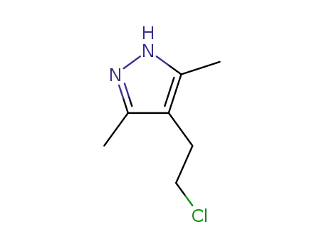Molecular Structure of 79379-05-8 (3,5-DIMETHYL-4'-(2-CHLOROETHYL)-1H-PYRAZOLE)