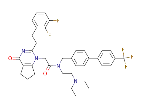 N-(2-diethylaminoethyl)-2-[2-(2-(2,3-difluorophenyl)ethyl)-4-oxo-4,5,6,7-tetrahydro-cyclopentapyrimidin-1-yl]-N-(4'-trifluoromethyl-biphenyl-4-ylmethyl)acetamide