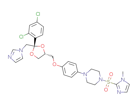 Molecular Structure of 1621914-65-5 (1-(4-{[(2S,4R)-2-(2,4-dichlorophenyl)-2-(imidazol-1-ylmethyl)-1,3-dioxolan-4-yl]methoxy}phenyl)-4-(1-methylimidazol-2-ylsulfonyl)piperazine)