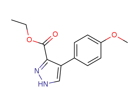 Molecular Structure of 70187-29-0 (1H-Pyrazole-3-carboxylic acid, 4-(4-methoxyphenyl)-, ethyl ester)