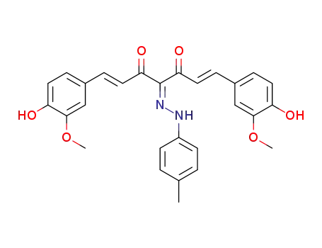 Molecular Structure of 1160952-95-3 (1,7-bis(4-hydroxy-3-methoxyphenyl)-4-(2-(p-tolyl)hydrazono)hepta-1,6-diene-3,5-dione)