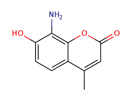 Molecular Structure of 24618-19-7 (2H-1-Benzopyran-2-one, 8-amino-7-hydroxy-4-methyl-)