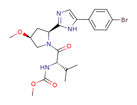 Molecular Structure of 1373165-22-0 (methyl ((S)-1-((2S,4S)-2-(5-(4-bromophenyl)-1H-imidazol-2-yl)-4-methoxypyrrolidin-1-yl)-3-methyl-1-oxobutan-2-yl)carbamate)