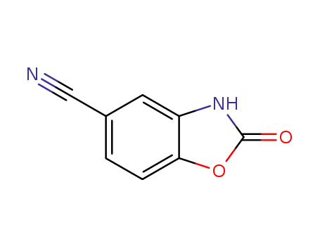 Molecular Structure of 201531-21-7 (2-Oxo-2,3-dihydro-benzooxazole-5-carbonitrile)