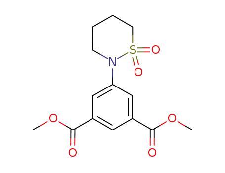 Molecular Structure of 911790-35-7 (1,3-Benzenedicarboxylic acid,
5-(tetrahydro-1,1-dioxido-2H-1,2-thiazin-2-yl)-, dimethyl ester)
