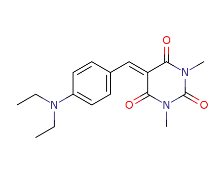 Molecular Structure of 107881-74-3 (5-(4-(diethylamino)benzylidene)-1,3-dimethylpyrimidine-2,4,6(1H,3H,5H)-trione)