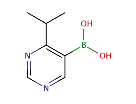 Molecular Structure of 913835-27-5 (4-ISOPROPYLPYRIMIDINE-5-BORONIC ACID 95)