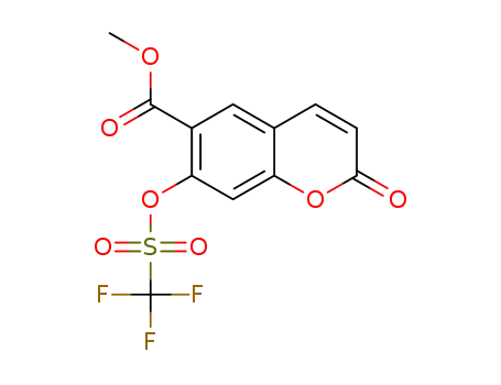 Molecular Structure of 1400766-72-4 (6-(methoxycarbonyl)-7-(trifluoromethylsulfonyloxy)-2H-chromen-2-one)