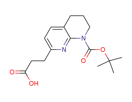 Molecular Structure of 886362-45-4 (8-N-BOC-5,6,7,8-TETRAHYDRO-1,8-NAPHTHYRIDIN-2-PROPOINIC ACID)