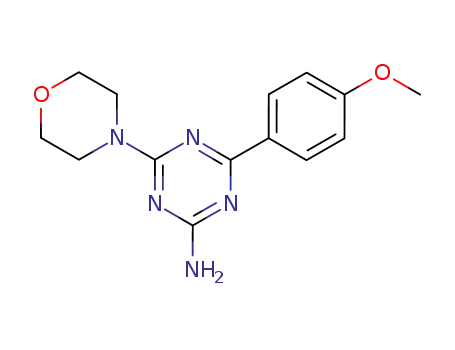 Molecular Structure of 43153-45-3 (4-(4-methoxyphenyl)-6-morpholino-1,3,5-triazin-2-amine)