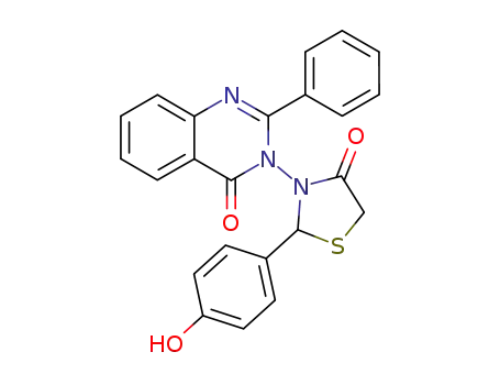 Molecular Structure of 106873-20-5 (3-[2-(4-hydroxyphenyl)-4-oxo-1,3-thiazolidin-3-yl]-2-phenylquinazolin-4(3H)-one)