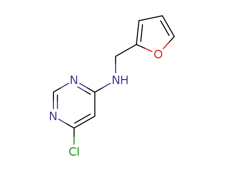 Molecular Structure of 99846-86-3 (6-Chloro-4-(furfurylaMino)pyriMidine, 96%)