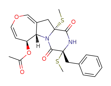 [3R,(-)]-6β-Acetyloxy-2,3,5aβ,6,11,11a-hexahydro-3α,11aα-bis(methylthio)-3-benzyloxepino[3',4':4,5]pyrrolo[1,2-a]pyrazine-1,4-dione