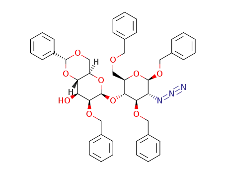 Molecular Structure of 1072107-95-9 (benzyl (2-O-benzyl-4,6-O-benzylidine-β-D-mannopyranosyl)-(1→4)-2-azido-3,6-di-O-benzyl-2-deoxy-β-D-glucopyranoside)