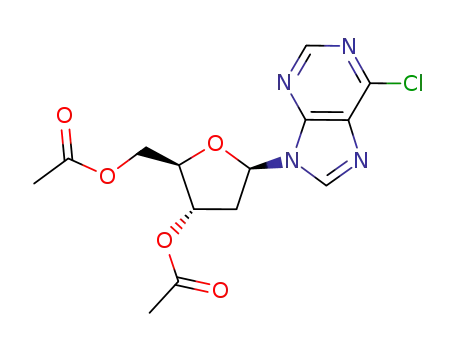 Molecular Structure of 156517-72-5 (6-chloro-9-(3,5-bis-O-acetyl-2-deoxy-β-D-erythro-pentofuranosyl)purine)
