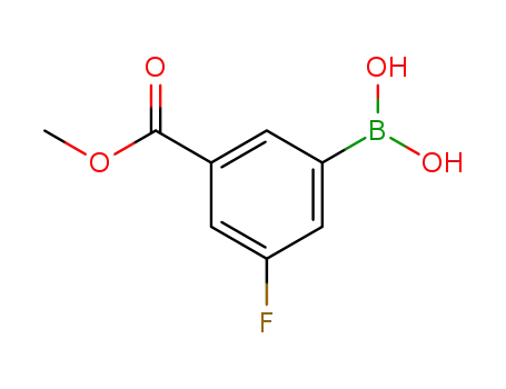 Molecular Structure of 871329-62-3 ((3-FLUORO-5-METHOXYCARBONYL)BENZENEBORONIC ACID)