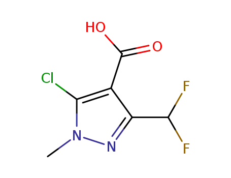Molecular Structure of 1202993-11-0 (5-Chloro-3-(difluoromethyl)-1-methyl-1H-pyrazole-4-carboxylic acid)