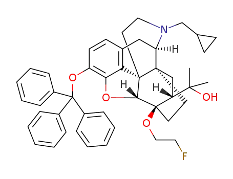 Molecular Structure of 1426174-15-3 ((5R,6R,7R,9R,13S,14S)-(5α,7α)-17-cyclopropylmethyl4,5-epoxy-18,19-dihydro-6-(2-fluoroethoxy)-3-triphenylmethoxy-α,α-dimethyl-6,14-ethenomorphinan-7-methanol)