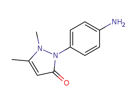 Molecular Structure of 69267-59-0 (2-(4-AMINOPHENYL)-1,2-DIHYDRO-1,5-DIMETHYL-3H-PYRAZOL-3-ONE)