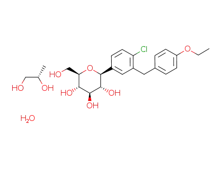Molecular Structure of 960404-48-2 (Dapagliflozin ((2S)-1,2-propanediol, hydrate))