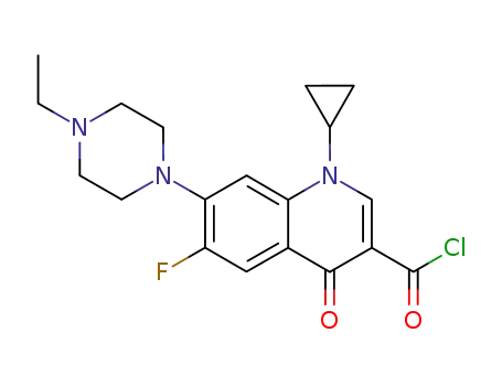 Molecular Structure of 474022-78-1 (1-cyclopropyl-7-(4-ethyl-1-piperazinyl)-6-fluoro-1,4-dihydro-4-oxo-quinolinoyl chloride)
