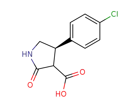Molecular Structure of 834917-64-5 (3-Pyrrolidinecarboxylic acid, 4-(4-chlorophenyl)-2-oxo-, (4R)-)