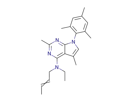 Molecular Structure of 189997-85-1 (7H-Pyrrolo[2,3-d]pyrimidin-4-amine,
N-2-butenyl-N-ethyl-2,5-dimethyl-7-(2,4,6-trimethylphenyl)-)