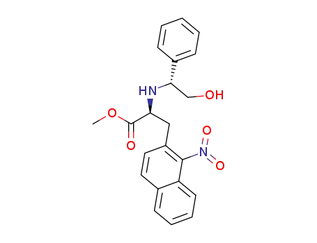 Molecular Structure of 852527-06-1 ((S)-2-((R)-2-Hydroxy-1-phenyl-ethylamino)-3-(1-nitro-naphthalen-2-yl)-propionic acid methyl ester)