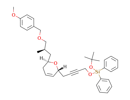 Molecular Structure of 856410-46-3 (<i>tert</i>-butoxy-(4-{6-[3-(4-methoxy-benzyloxy)-2-methyl-propyl]-5,6-dihydro-2<i>H</i>-pyran-2-yl}-but-2-ynyloxy)-diphenyl-silane)