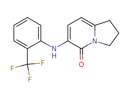 Molecular Structure of 612065-09-5 (6-(2-TRIFLUOROMETHYLPHENYLAMINO)-2,3-DIHYDRO-1H-INDOLIZIN-5-ONE)