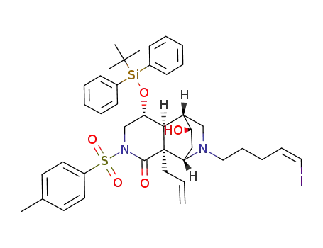 (1S,2S,6R,7S,8R,12S)-2-Allyl-6-(tert-butyl-diphenyl-silanyloxy)-12-hydroxy-10-((Z)-5-iodo-pent-4-enyl)-4-(toluene-4-sulfonyl)-4,10-diaza-tricyclo[6.2.2.0<sup>2,7</sup>]dodecan-3-one