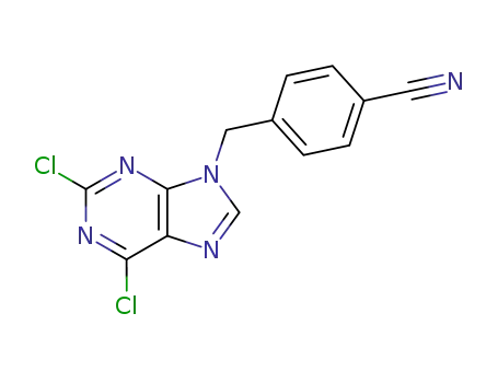 Molecular Structure of 115204-76-7 (Benzonitrile, 4-[(2,6-dichloro-9H-purin-9-yl)methyl]-)