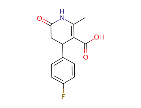 Molecular Structure of 864082-26-8 (1,4,5,6-Tetrahydro-2-methyl-6-oxo-4-[4-(fluoro)phenyl]-3-pyridinecarboxylic acid)