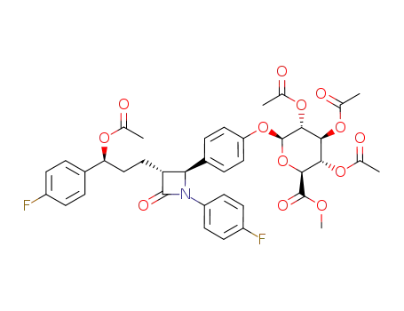 Molecular Structure of 190448-56-7 (3-O-Acetyl Ezetimibe 2,3,4-Tri-O-acetyl--D-glucuronide Methyl Ester)