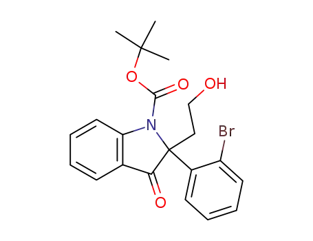 Molecular Structure of 524712-21-8 (tert-butyl 2-(2-bromophenyl)-2-(2-hydroxyethyl)-3-oxoindoline-1-carboxylate)