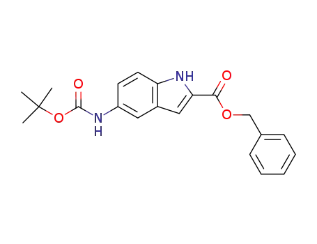 Molecular Structure of 199806-23-0 (1H-Indole-2-carboxylic acid, 5-[[(1,1-dimethylethoxy)carbonyl]amino]-,
phenylmethyl ester)