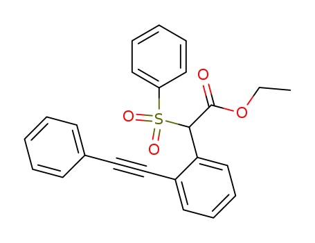 Molecular Structure of 886047-86-5 (Benzeneacetic acid, 2-(phenylethynyl)-a-(phenylsulfonyl)-, ethyl ester)