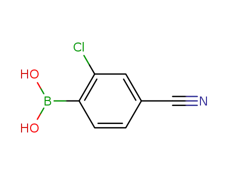 Molecular Structure of 677743-50-9 (2-Chloro-4-cyanophenylboronic acid)