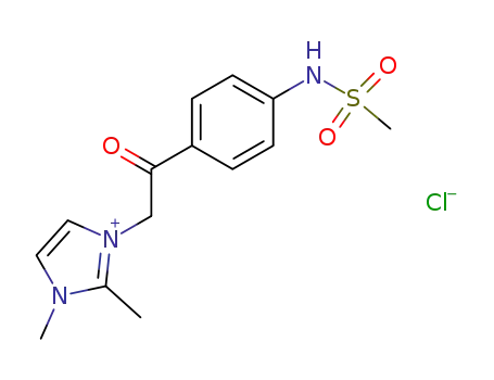 Molecular Structure of 107037-51-4 (1-[2-(4-Methanesulfonylamino-phenyl)-2-oxo-ethyl]-2,3-dimethyl-3H-imidazol-1-ium; chloride)