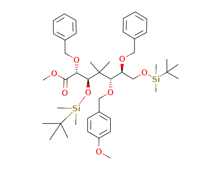 Molecular Structure of 163275-36-3 (Methyl (2R,3R,5R,6S)-2,6-dibenzyloxy-3,7-bis(tert-butyldimethylsiloxy)-5-(p-methoxybenzyloxy)-4,4-dimethylheptanoate)