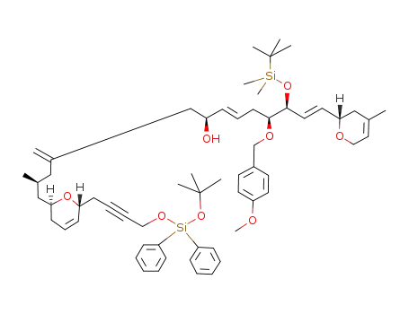 2-(3-{6-[4-(<i>tert</i>-butoxy-diphenyl-silanyloxy)-but-2-ynyl]-3,6-dihydro-2<i>H</i>-pyran-2-yl}-2-methyl-propyl)-9-(<i>tert</i>-butyl-dimethyl-silanyloxy)-8-(4-methoxy-benzyloxy)-11-(4-methyl-3,6-dihydro-2<i>H</i>-pyran-2-yl)-undeca-1,5,10-trien-4-ol