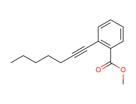 Molecular Structure of 118476-16-7 (Benzoic acid, 2-(1-heptynyl)-, methyl ester)
