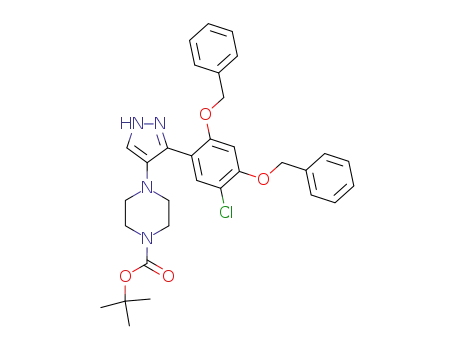 4-[3-(2,4-bis-benzyloxy-5-chloro-phenyl)-1H-pyrazol-4-yl]-piperazine-1-carboxylic acid tert-butyl ester